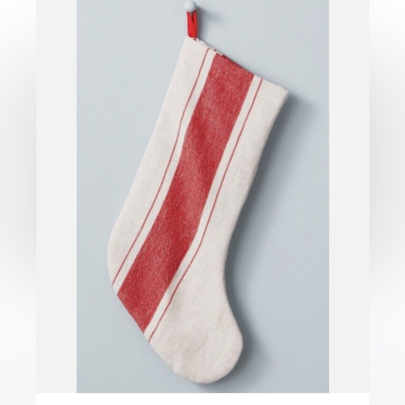NWT Christmas Holiday Stocking Hearth & Hand w/ Magnolia-Red/Cream Center Stripe - Picture 4 of 4